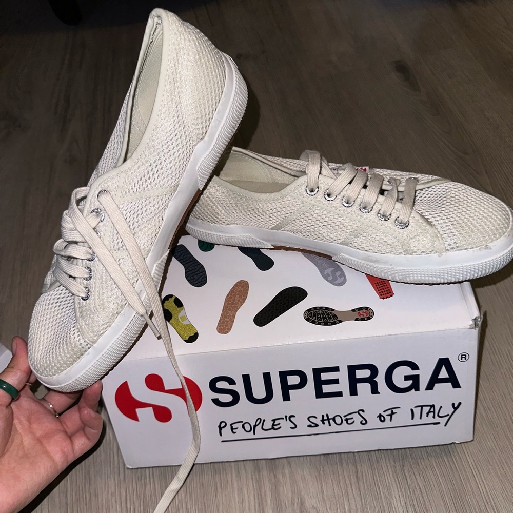 SUPERGA Womens US Size 9 1/2 Mesh White Sneakers